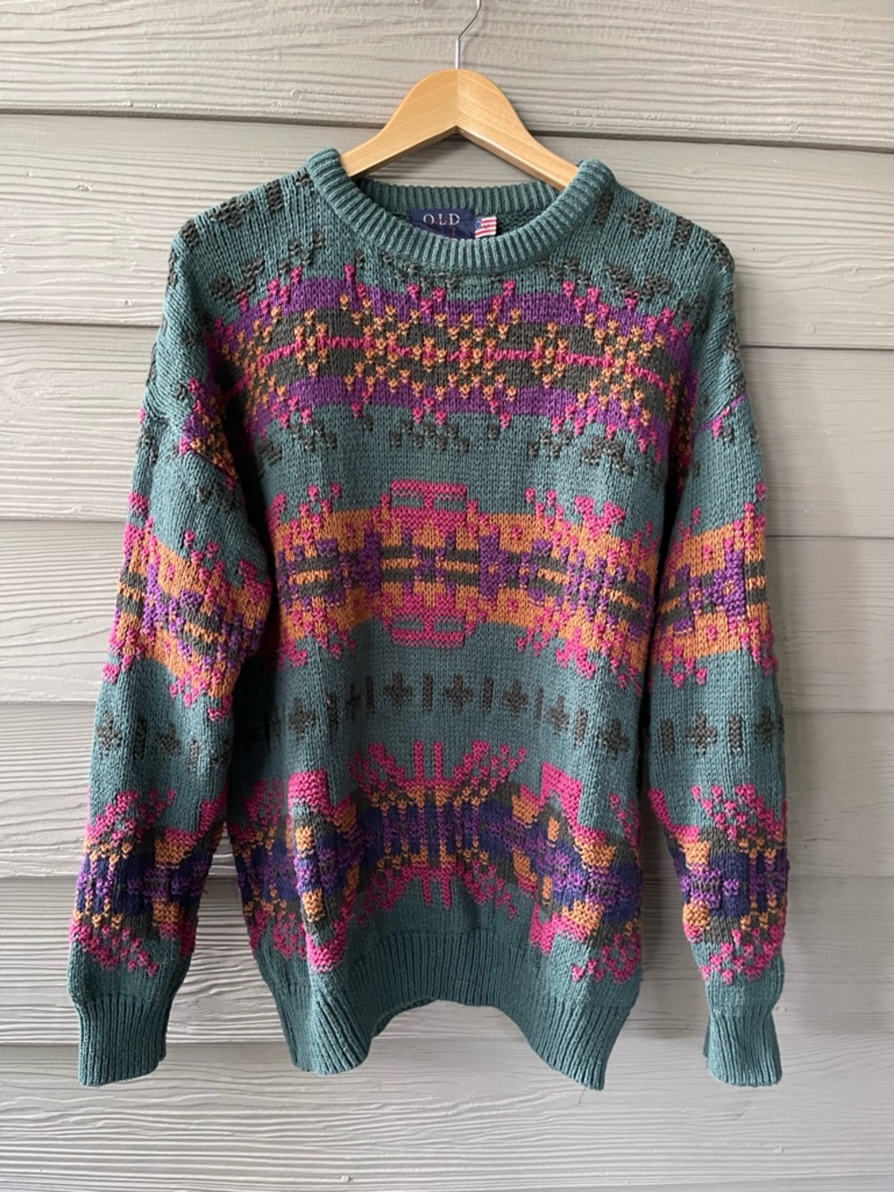 Vintage Old Glory Sweater Made in USA Cotton Southwestern Pattern M